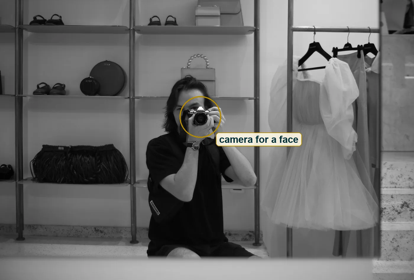Full frame with the camera circled where the face would be